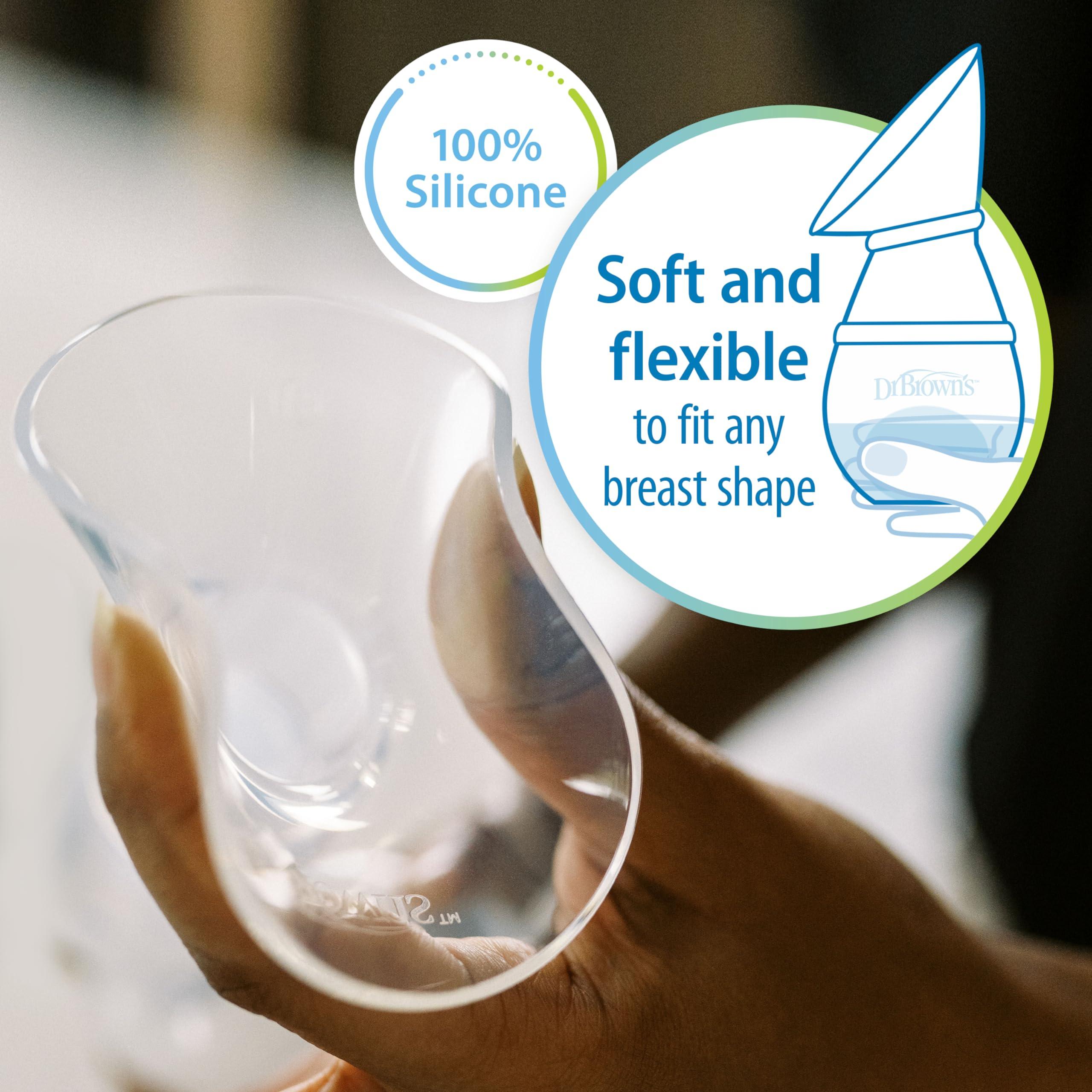 Dr. Brown\'s Dr. Brown's 100% Silicone One-Piece Breast Pump,Hands-Free Breast Milk Collector with Anti-Colic Options+ Baby Bottle (4 oz/120 mL),Level 1 Nipple,Travel Lid and Travel Bag