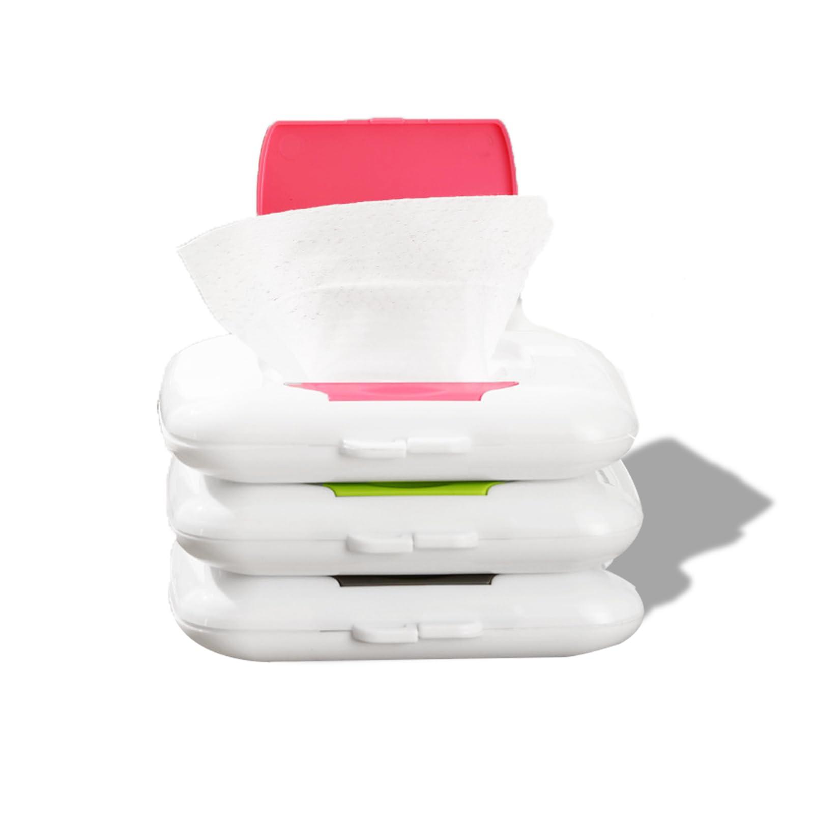 MayFancy Travel Wipe HolderWipes Container,Wet Wipe Container Box for StrollersHanging Refillable Wipes Dispenser Portable Baby Wipe Case for Indoor Outdoor Use (Green+Red+Grey 3pcs)