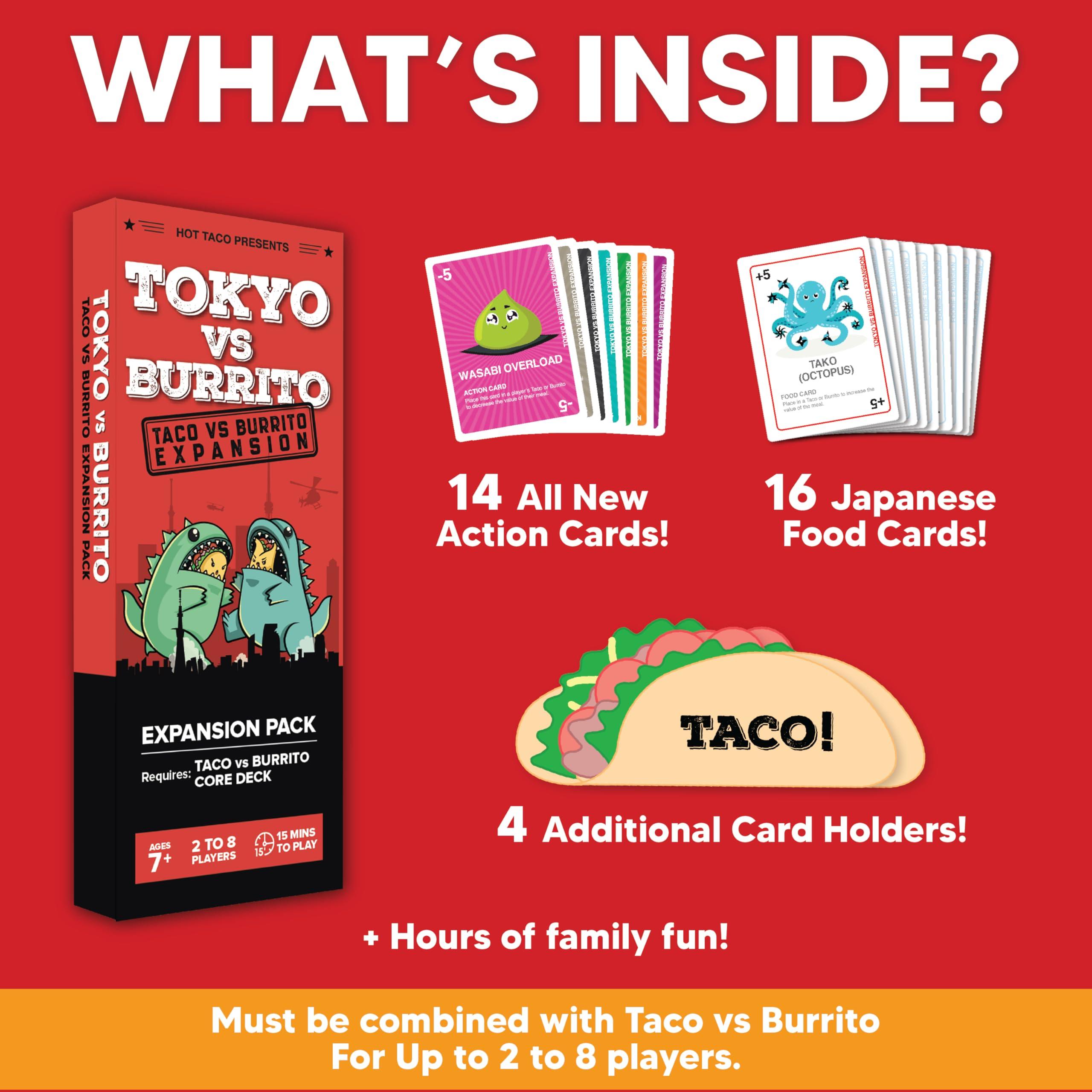 Taco vs Burrito Taco vs Burrito Tokyo Expansion Pack - Fun Family Game for Kids & Adults, Ideal for Family Game Nights, Board & Card Game, Perfect Idea, Requires Core Game