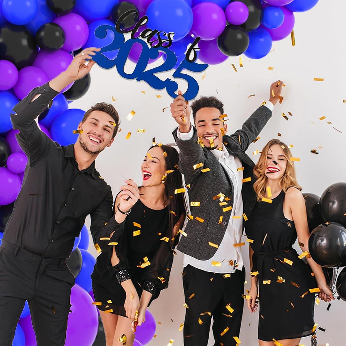 PASOCON Blue Black Purple Balloon Arch Garland Kit - 125PCS Purple Blue Balloons Blue Silver Black Balloons Video Game Birthday Decorations for Video Gaming Miner Birthday Halloween Party Decors