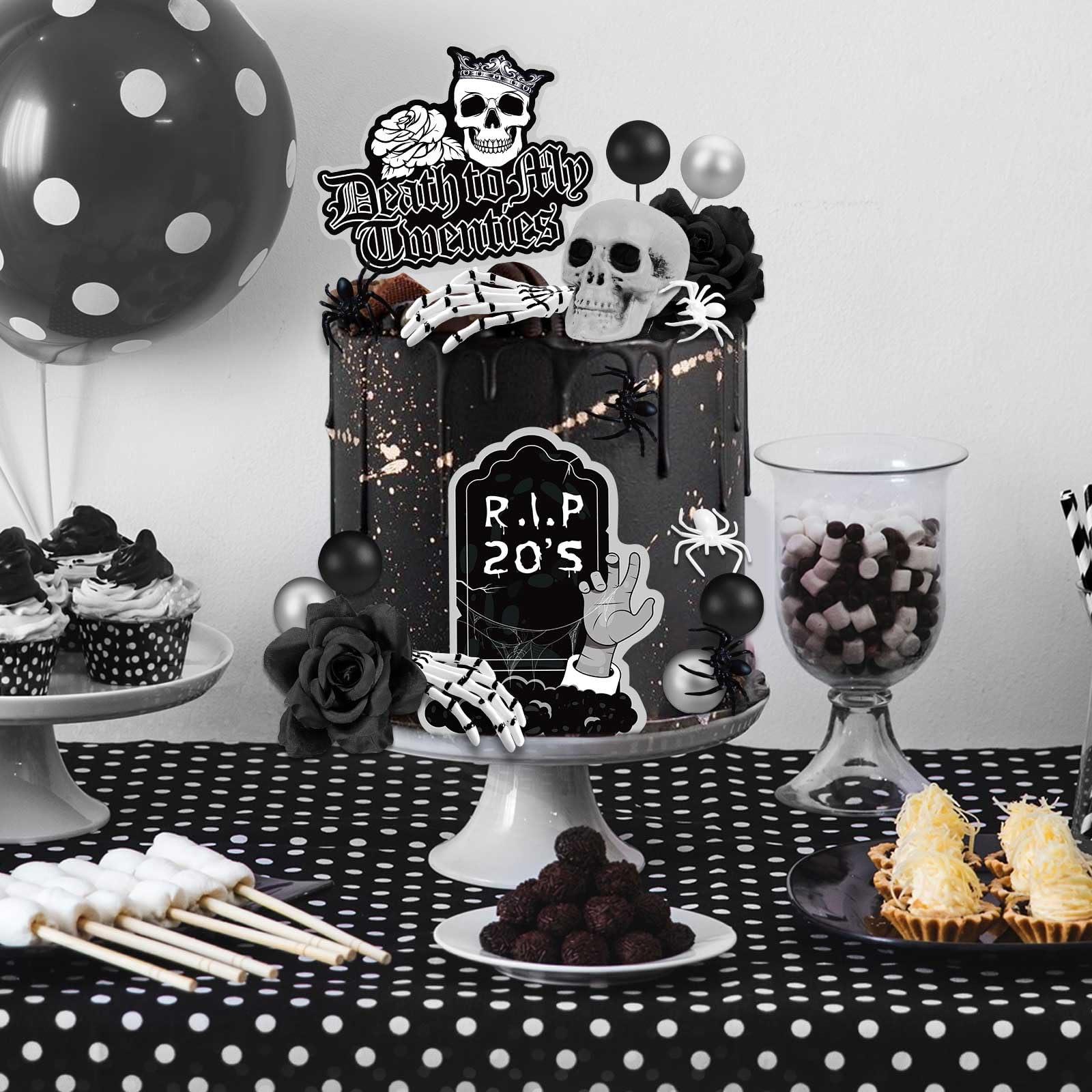 TSVATE Death to My 20s Cake Topper, 30th Birthday Cake Topper, Rip to My 20s Cake Topper Funeral Black Cake Decorations, Death to My 20s Decorations 30th birthday Decorations for Her Him Dirty 30 Cake Topper
