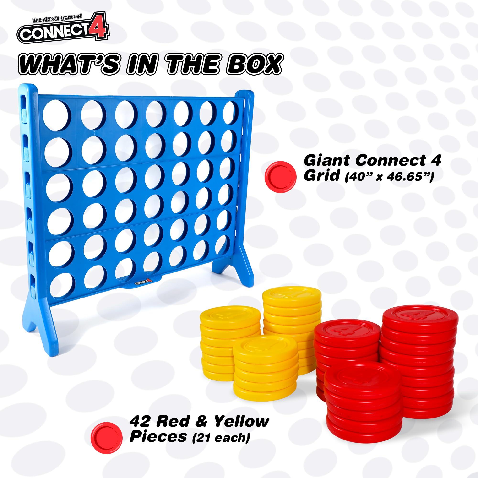 EastPoint Sports Giant Connect 4: Hasbro\'s Original Connect4 Game Super-Sized - 46.5 inch All-Weather Official Four in a Row Board Game - Indoor or Outdoor Connect4 Fun for Adults and Family