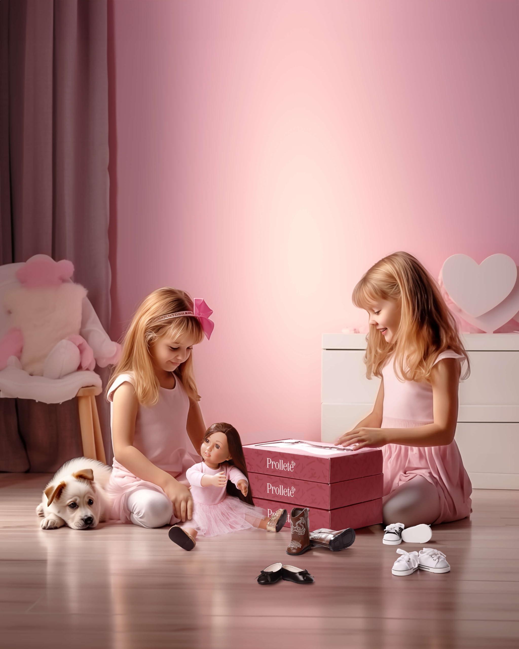 prollete Prollete 18 inch Doll Shoes for American Doll Shoes-7 Pairs with Gift Box, Doll Shoes for 18 in Doll Compatible with American Doll