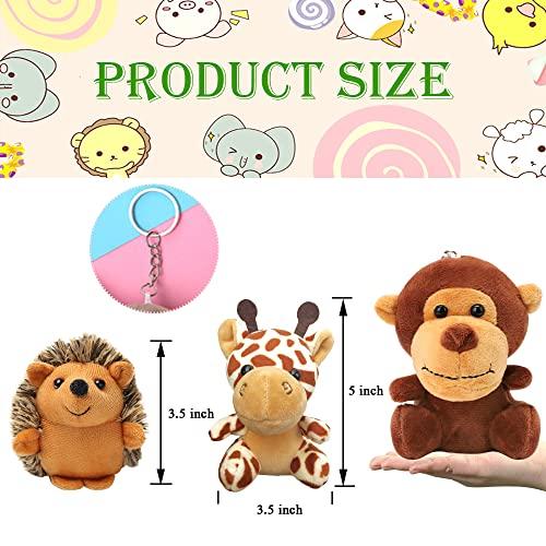 hatisan Small Stuffed Animals Bulk, Cute Stuffed Animal Keychains Bulk Stuffed Animals, Safari Stuffed Animals Plush Toy Elephant Giraffe Lion Stuff Animal, Plush Toys Bulk for Kid (9)