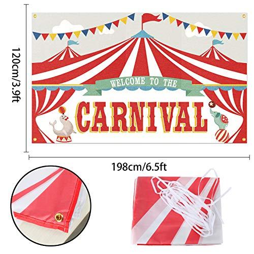 PAKBOOM Carnival Circus Backdrop Banner Photo Background Carnival Theme Party Decorations Supplies for Kids