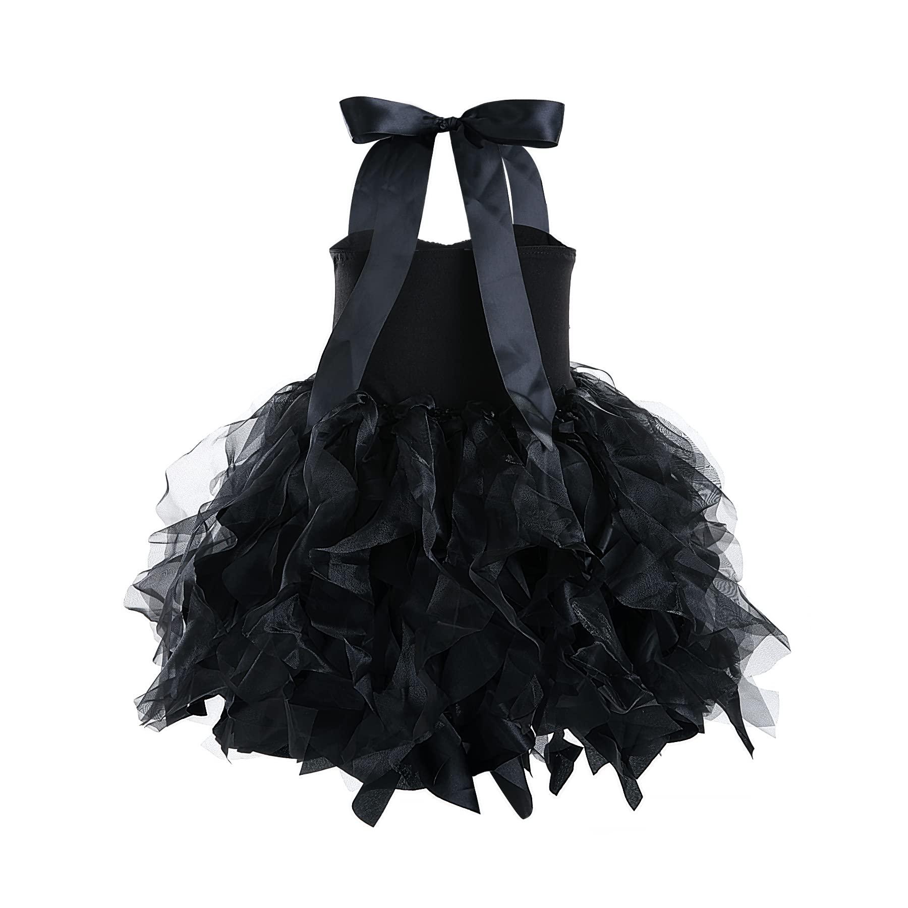 Besutolife Black Tutu Dress for Girls Sequin Tulle Dress for Birthday Party Wedding Dancing 6T