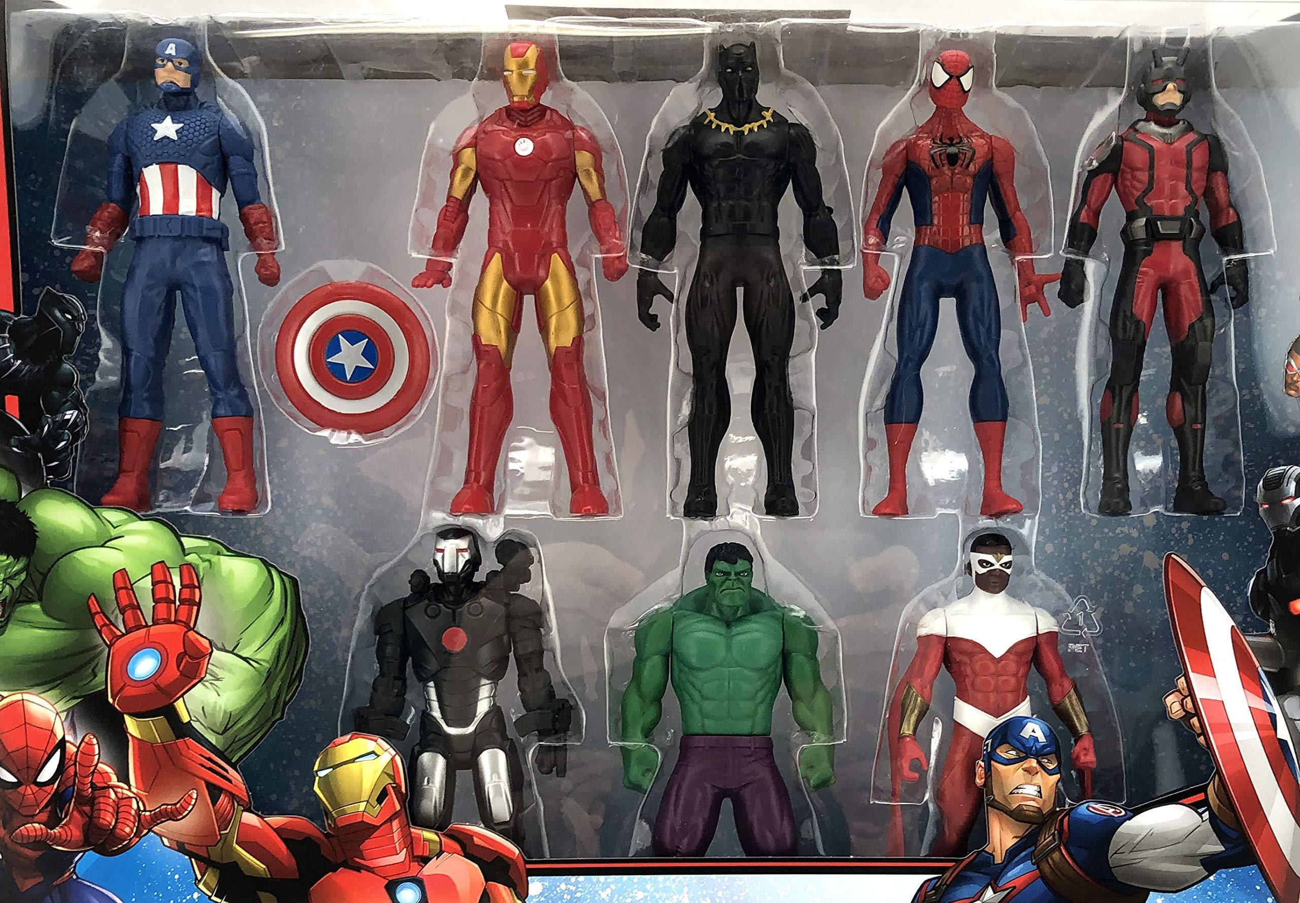 Transformers Marvel Avengers Action Figures - Iron Man, Hulk, Black Panther, Captain America, Spider Man, Ant Man, War Machine & Falcon! (8)