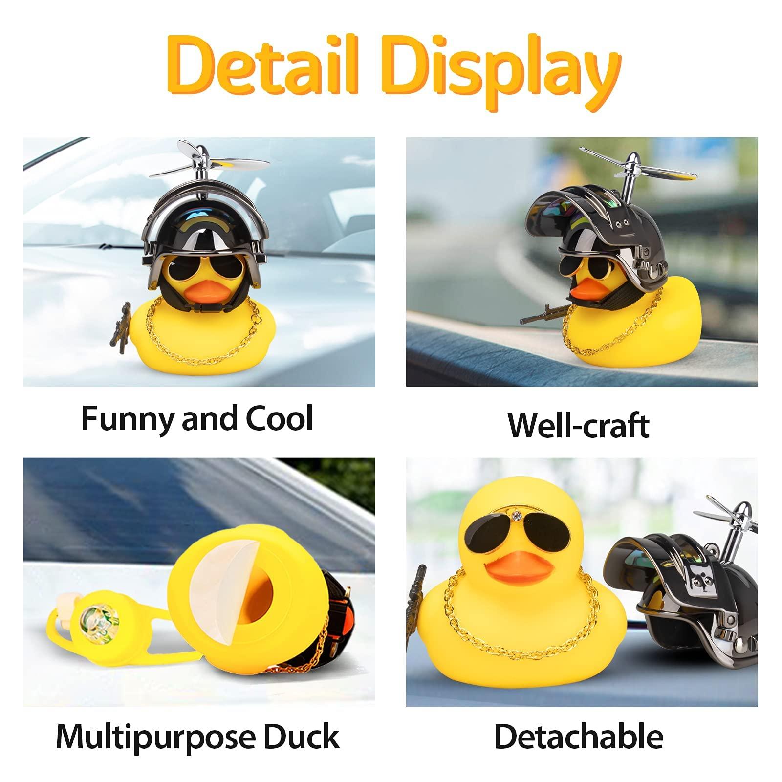wonuu wonuu Rubber Duck Car Ornaments, Squeeze Duck Dashboard Decorations Bicycle Decor for Cycling Motorcycle & Bicycle Accessories Decorations (Brilliant Black-L&G)