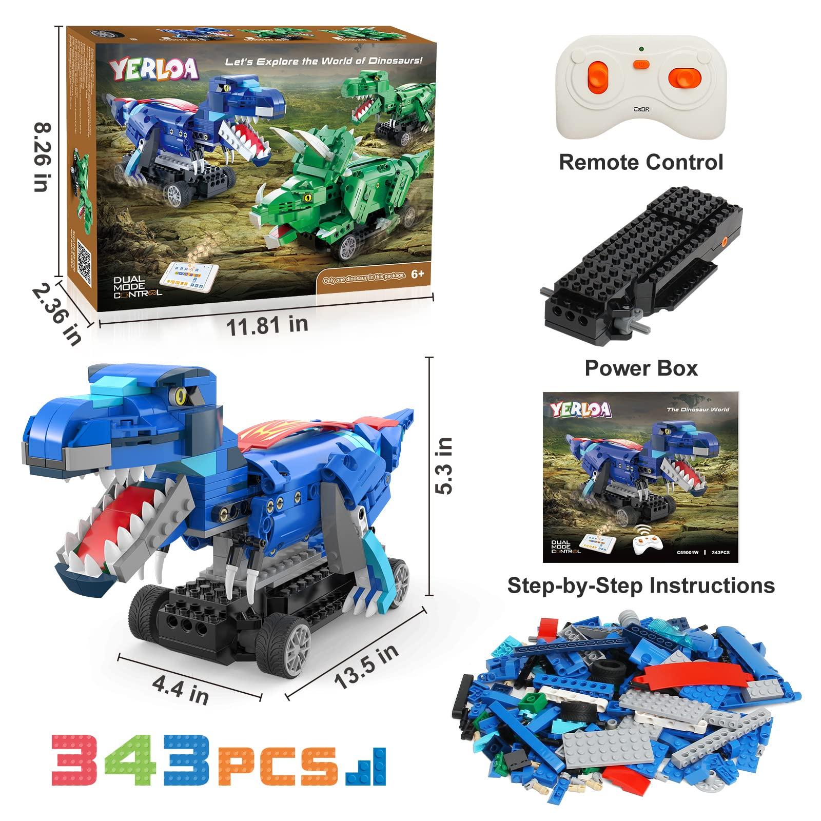 Yerloa Yerloa Dinosaur Toys for Kids 8-12 Jurassic Building Kits for Boys 6 7 8 9 10 11 12 + Year Old 343 Pcs Remote Control STEM Projects Building Toys Blocks Sets Educational Birthday Gift for Kid 5-7 8-12