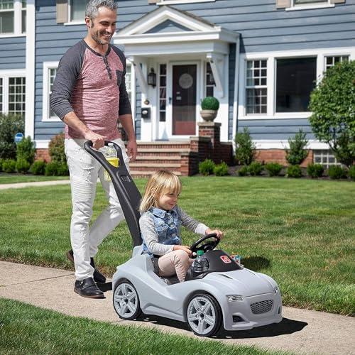 Step2 Step2 Whisper Ride Cruiser Kids Push Car, Ride On Toy, Stroller Substitute, Includes Seat Belt & Horn, Made of Durable Plastic, Max Weight 50 lbs., For Toddlers 1.5-4 Years Old, Gray