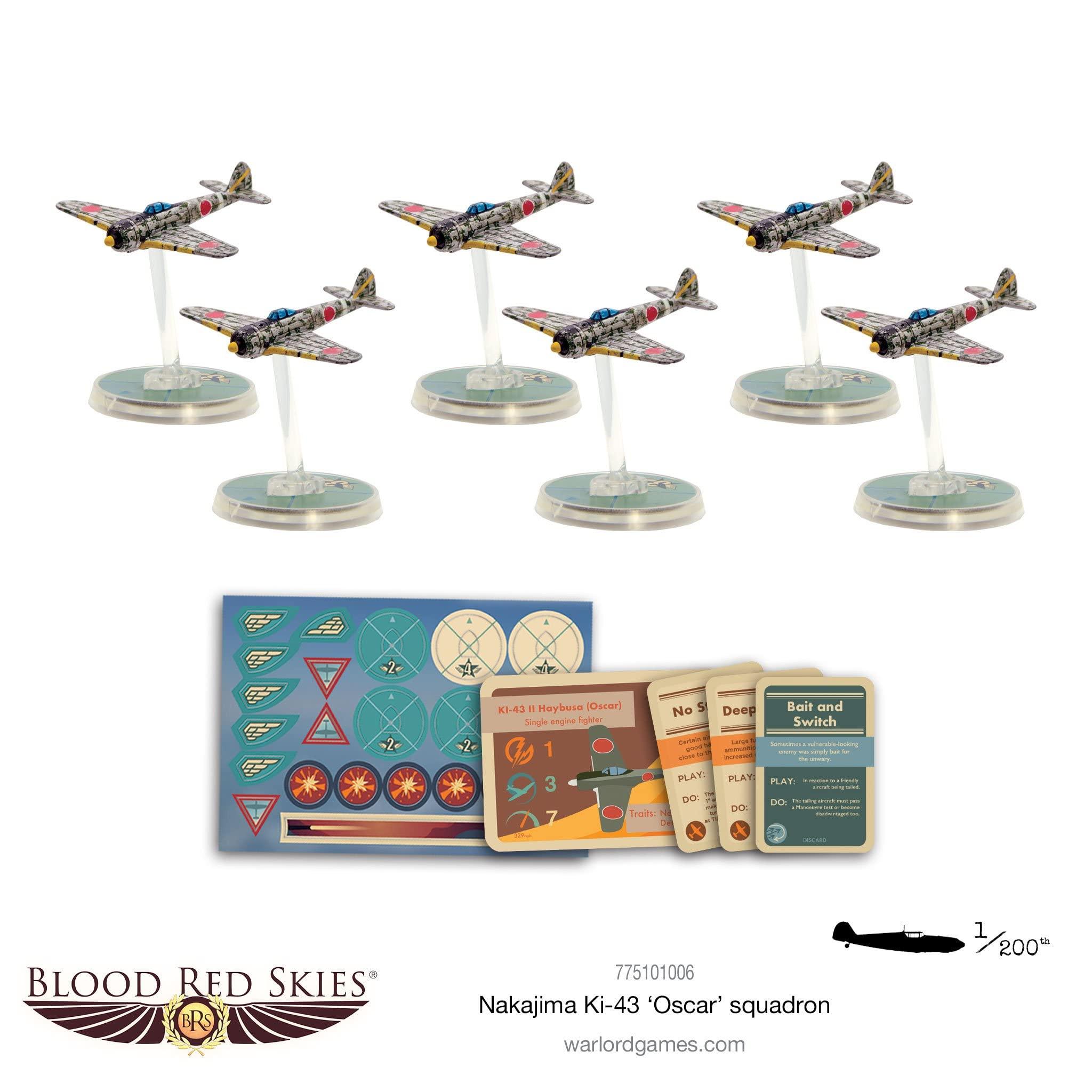 Warlord Warlord Blood Red Skies Nakajima KI-43 Hayabusa Oscar Squadron 1:200 WWII Mass Air Combat Table Top War Game 775101006
