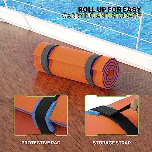 Magshion Magshion Lake Float for Adults 7x3 Ft XPE Foam Water Floating Pad for Beach, Ocean, Lake and Boating, High Density Float Pad with Elastic Cord and Storage Straps, Orange