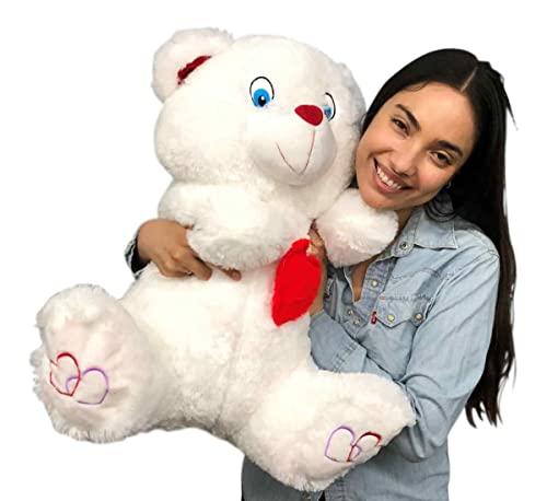 Big Plush Big Plush® 2 Foot Teddy Bear 24 Inches Soft White Plushie with Red Nose and Heart on Chest