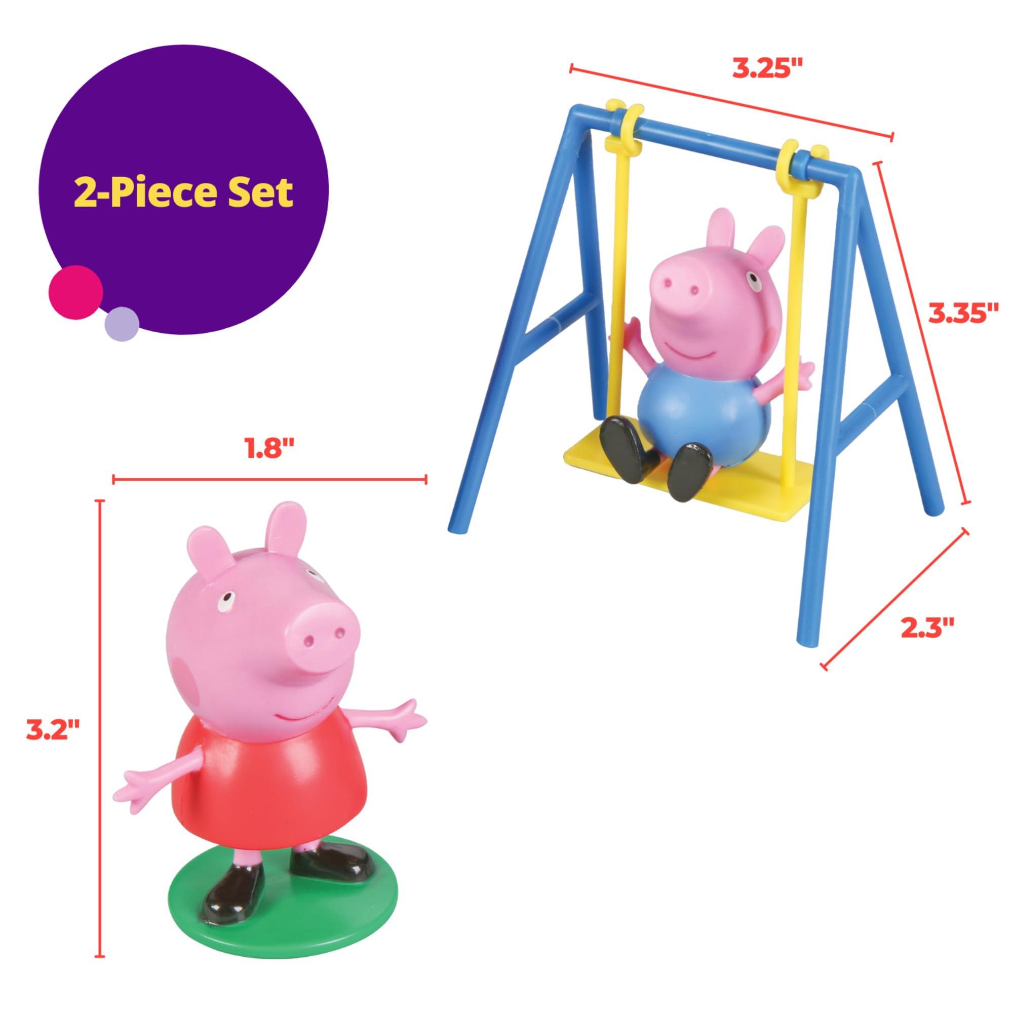 DecoPac Decopac Peppa Pig Swing Set DecoSet Cake Decoration Topper Pink, 3.2\" x 1.8\"
