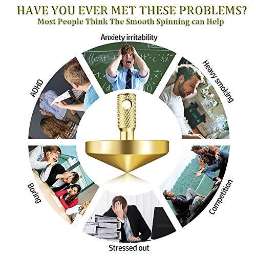 BWBMSOW Brass Spinning Top, EDC Precision Desk Toy, Accurate Portable Copper Top Spinner, Gold Plated Toys, Metal Spinning Tops, Unique Gift for Kids/Adult