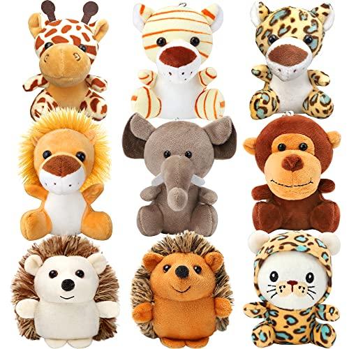 hatisan Small Stuffed Animals Bulk, Cute Stuffed Animal Keychains Bulk Stuffed Animals, Safari Stuffed Animals Plush Toy Elephant Giraffe Lion Stuff Animal, Plush Toys Bulk for Kid (9)