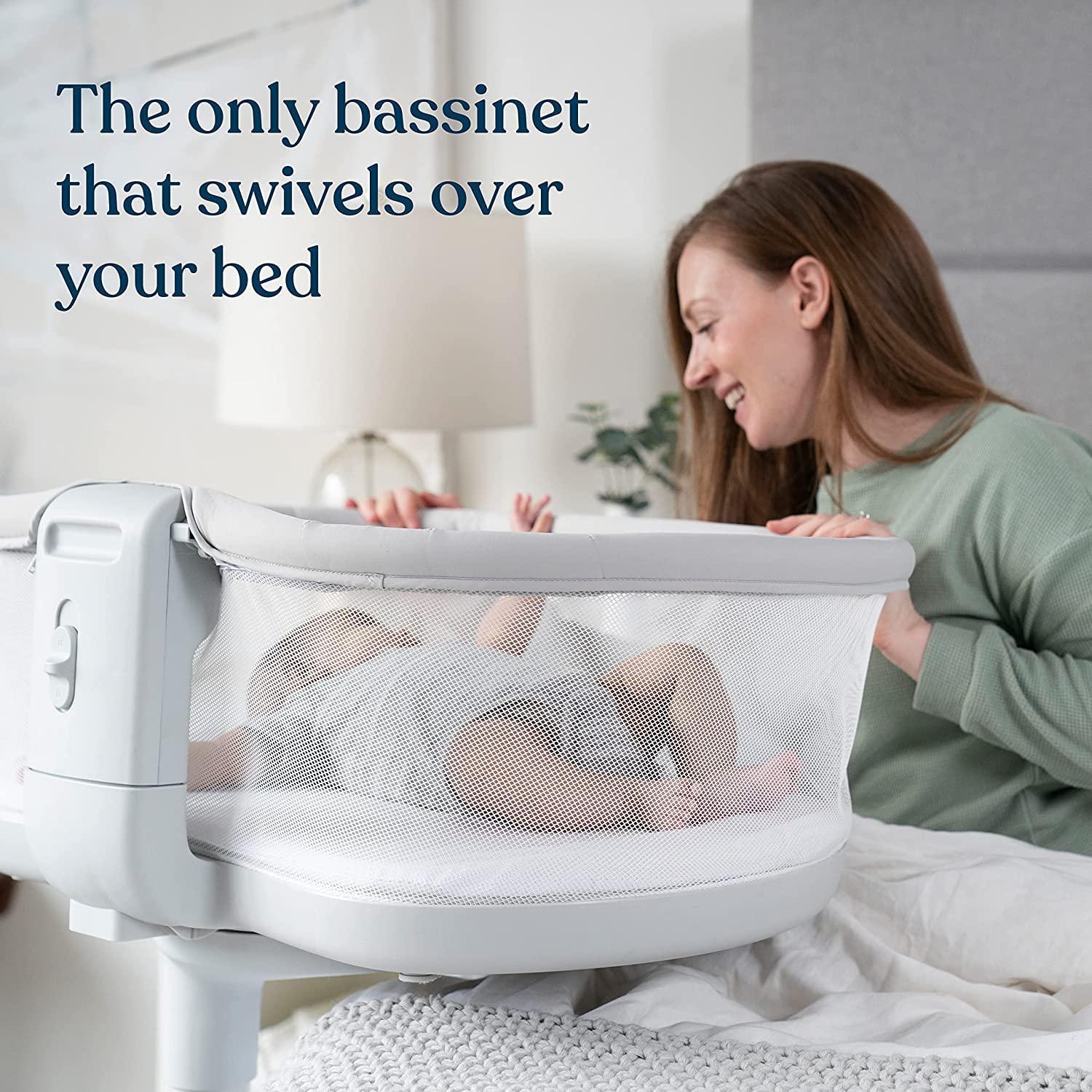 HALO HALO BassiNest Swivel Sleeper 3.0 Bedside Baby Bassinet with 360 Rotation, Adjustable Height, Breathable Mesh, Safe Close Sleeping, Lowering Wall for Easy Access, Feeding & C-Section Recovery
