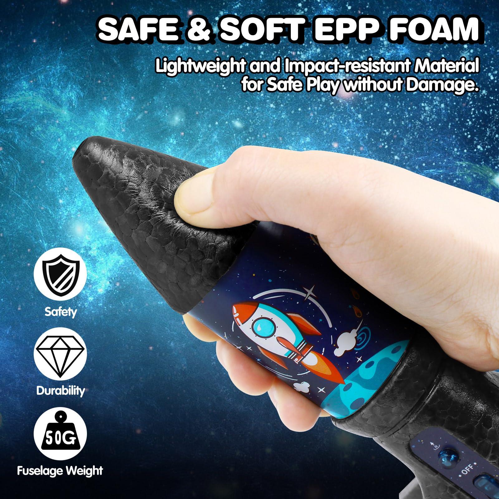 Eieymct Rocket Launcher for Kids - Self-Launching 200ft Motorized Air Rocket Toy, Flying Model Rocket Kits with Launch Set, Outdoor Electric Rocket Toys with Parachute, Birthday Toy Gifts for Boys 8-12