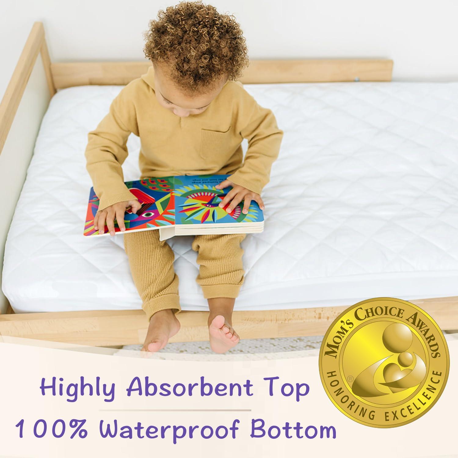 Little One\'s Pad Crib Mattress Protector Pad - Waterproof & Noiseless, Ultra-Soft Breathable Mattress Cover for Baby Cribs and Toddler Beds, Highly Absorbent Fitted and Dryer Safe