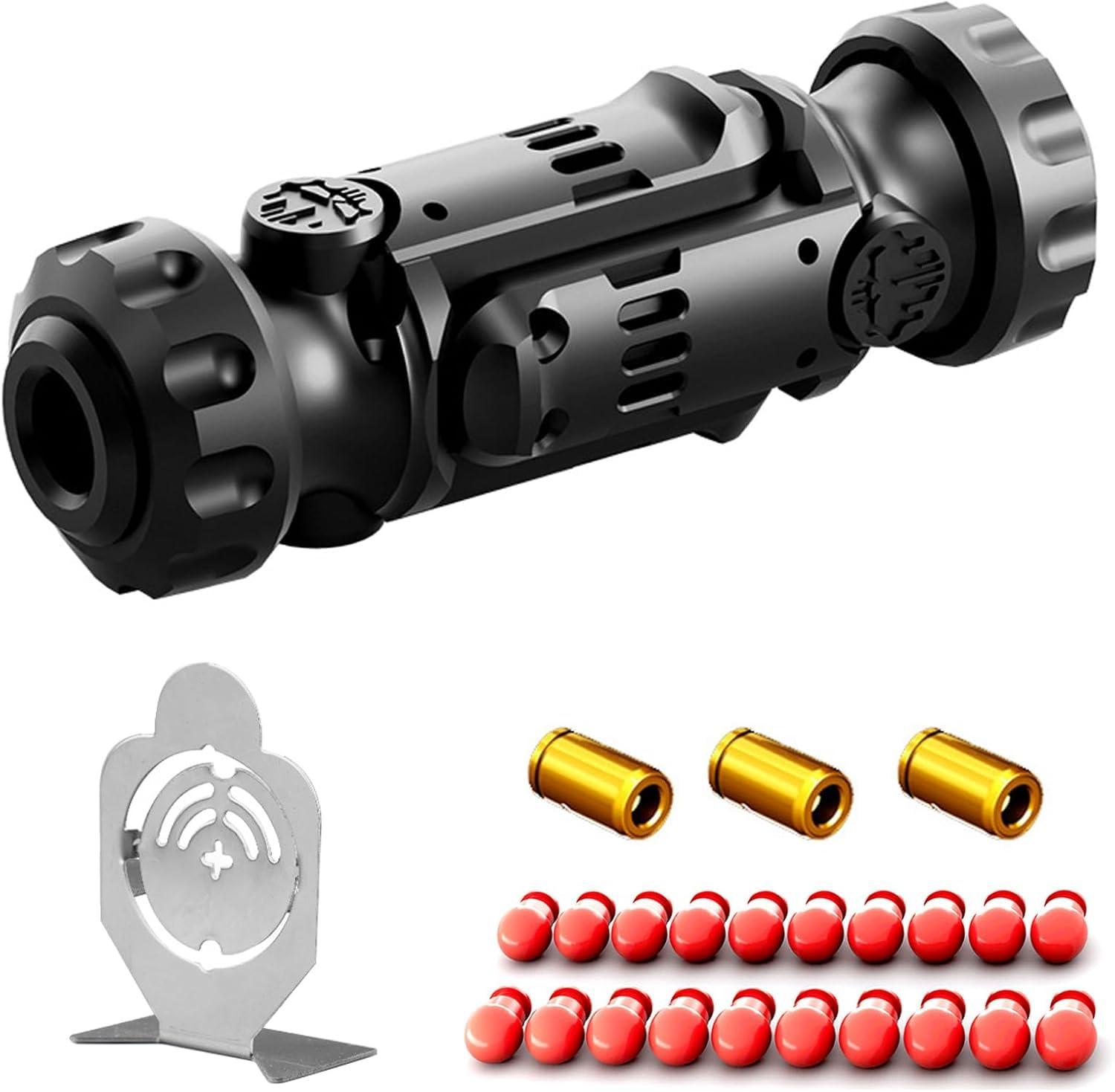 ToysCentral Basics Tungsten Steel Fidget Gun Toy - Metal EDC Finger Slider with Textured Spinner, Stress Relief Gadget for Adults, Silent Clicking & Gyro Rotation (Black)