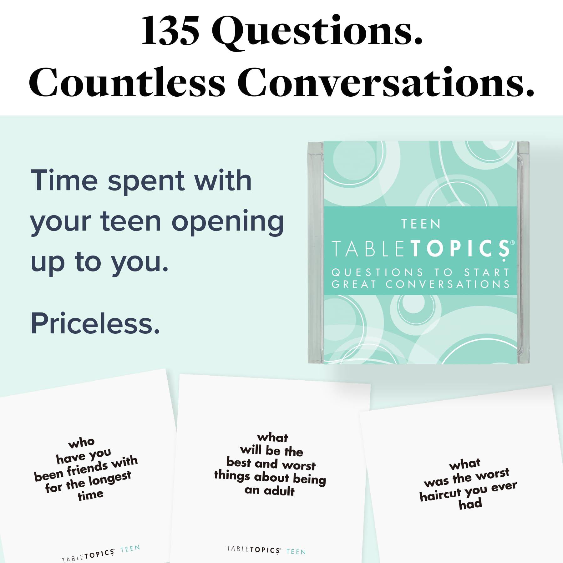 TableTopics TableTopics Teens Question Game - 135 Fun Questions for Friends Hanging Out, Teen Parties, and Family Teen Party- Fun Conversation Starter Cards