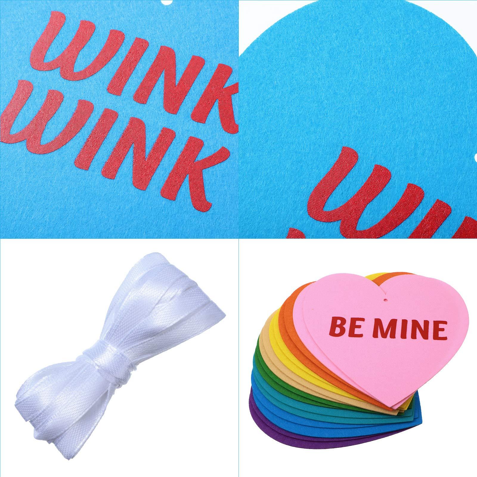 Tatuo Tatuo 16 Pieces Valentine Felt Conversation Hearts Garlands Decorations Double Sided Letter Hanging Candy Heart for Tree Party Supplies, 8.3 Inches