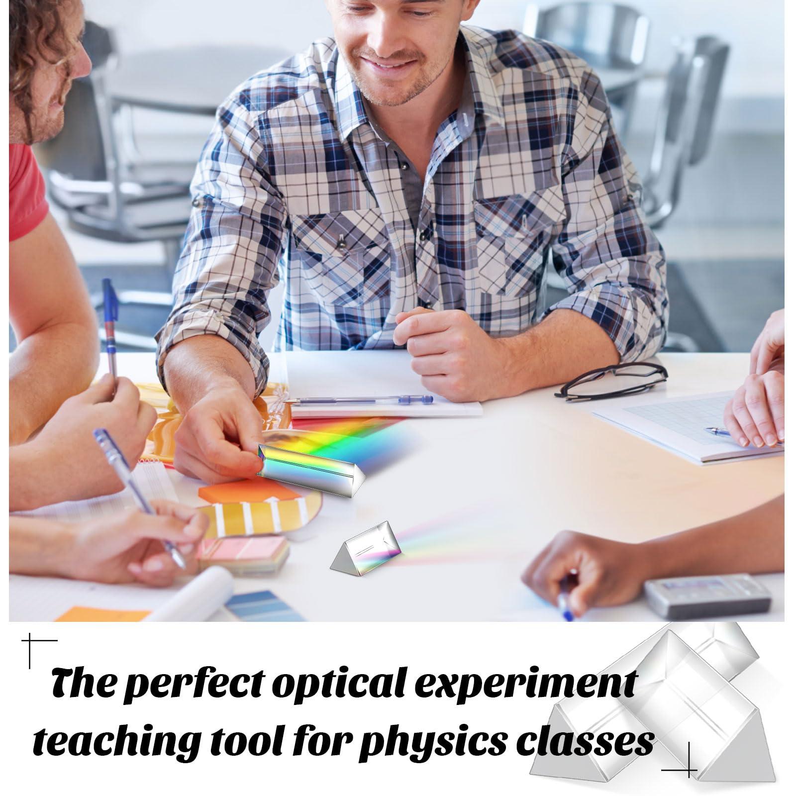 Kanayu Kanayu 12 Pack Clear Triangular Prism Optical Glass Triangular Prism Triple Prism for Photography Effects Physics Teaching Light Spectrum Optics Prism (2.5 Inch, 4 Inch)