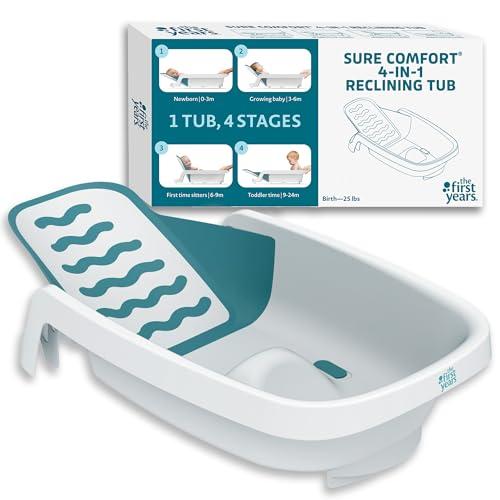 The First Years The First Years 4-in-1 Reclining Baby Bathtub - Adjustable Recline for Custom Comfort for Newborn to Toddler - All-in-1 Baby Bath Seat Adjusts as Baby Grows - Ages 0 to 24 Months
