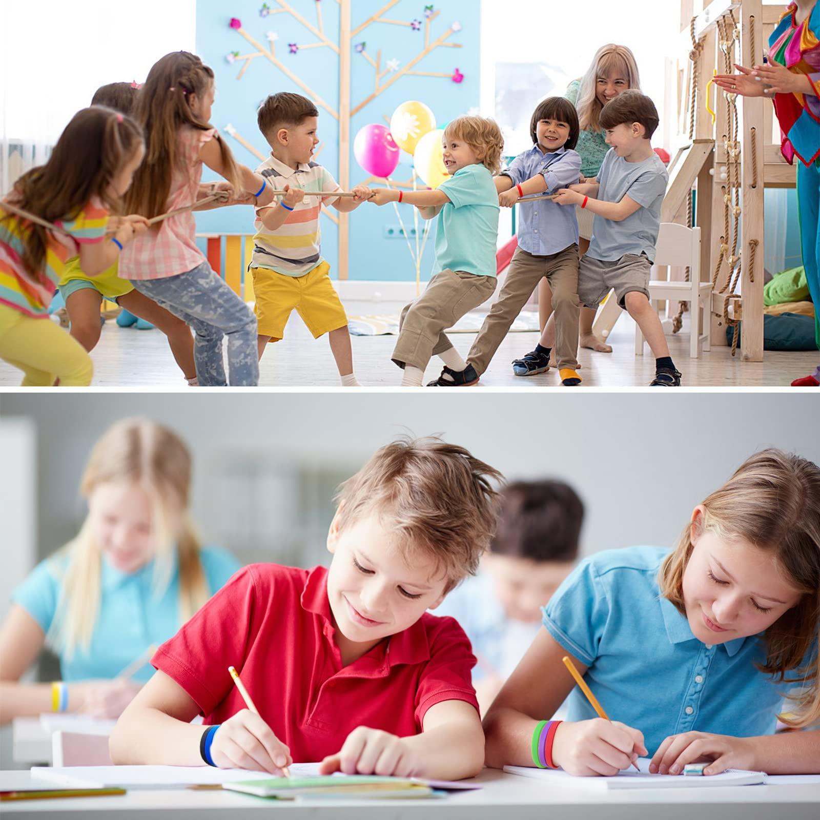 LVNRIDS LVNRIDS 100 PCS Silicone Bracelets Wristbands for kid, Sports Rubber Elastic Wristband Bracelet for Party Decorations Favors Set Pack White