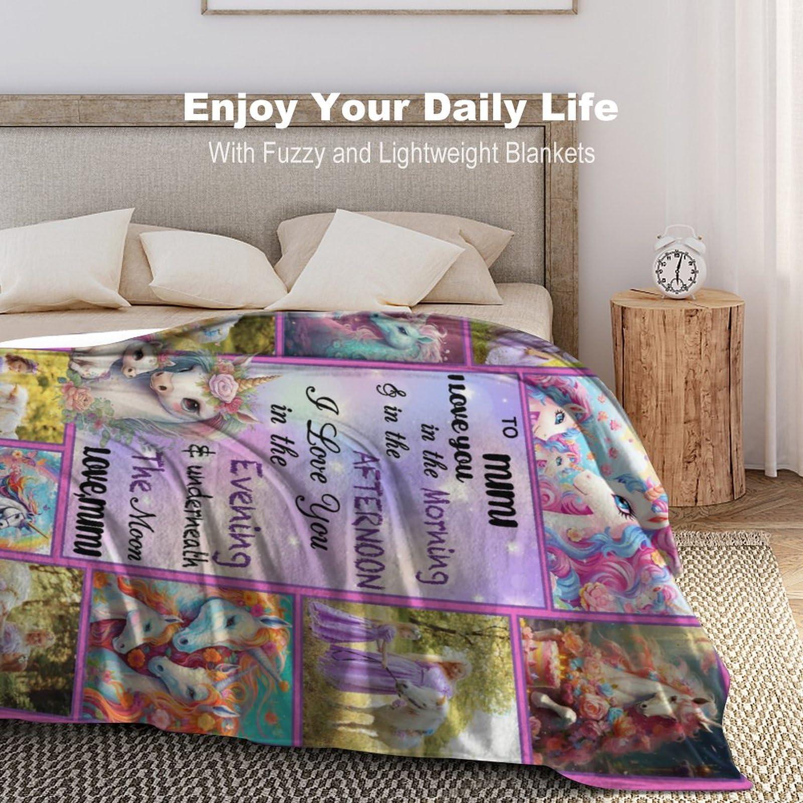 Artsadd Artsadd Personalized Baby Blanket with Unicorn Pattern, Customized Name Swaddle Throw Blanket for Infant to Toddler Kids