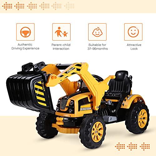 Aosom Aosom 6V Electric Kids Ride On Toy Digger Construction Excavator Tractor Vehicle Digger Toy Moving Forward Backward