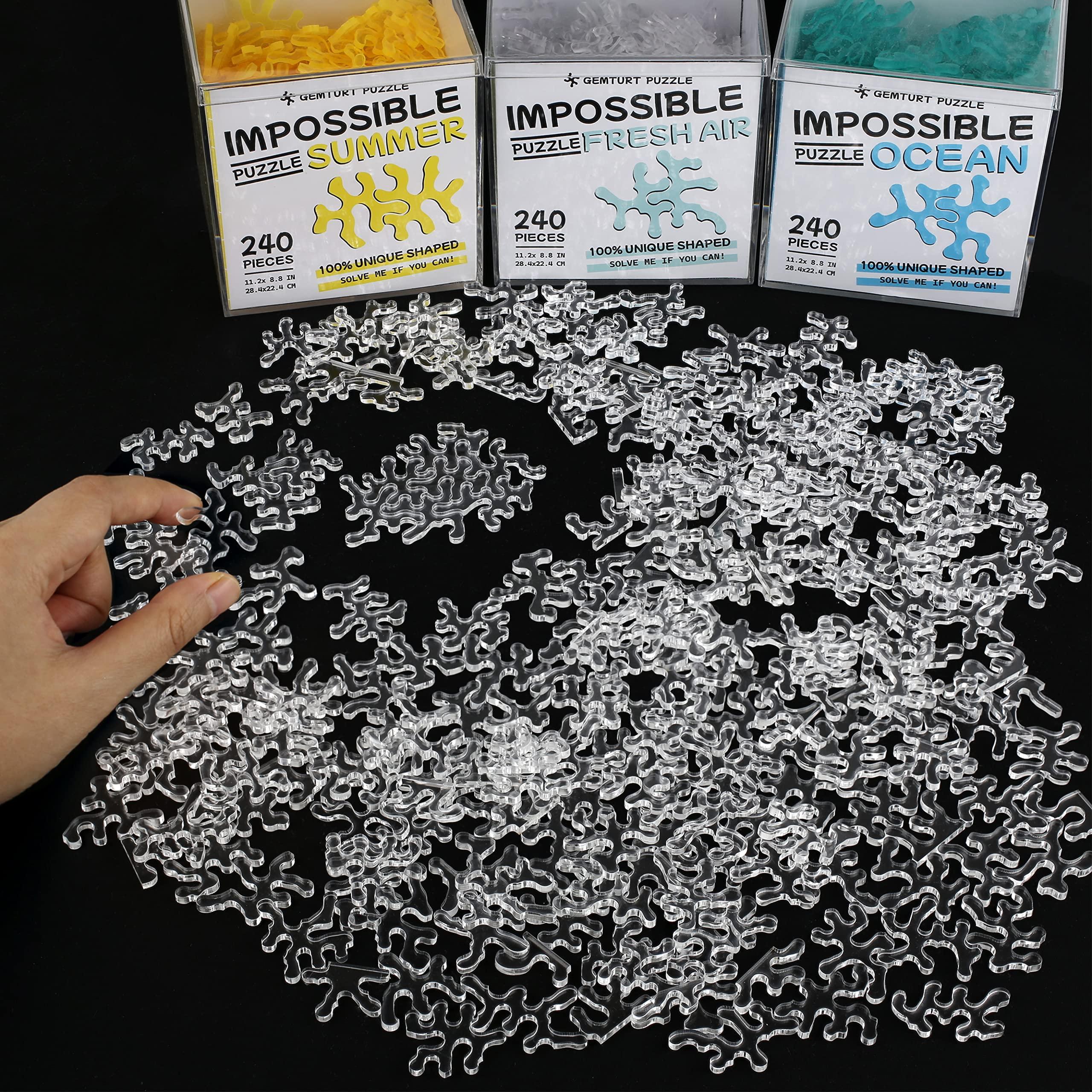 GEMTURT PUZZLE Impossible Fresh Air - Unique Jigsaw Puzzle - Blue Transparent Acrylic 240 Pieces Non-Repeat Shape - Difficult Puzzle for Adults - Clear Hard Interest Puzzle by GEMTURT (Fresh Air 240 Pieces)