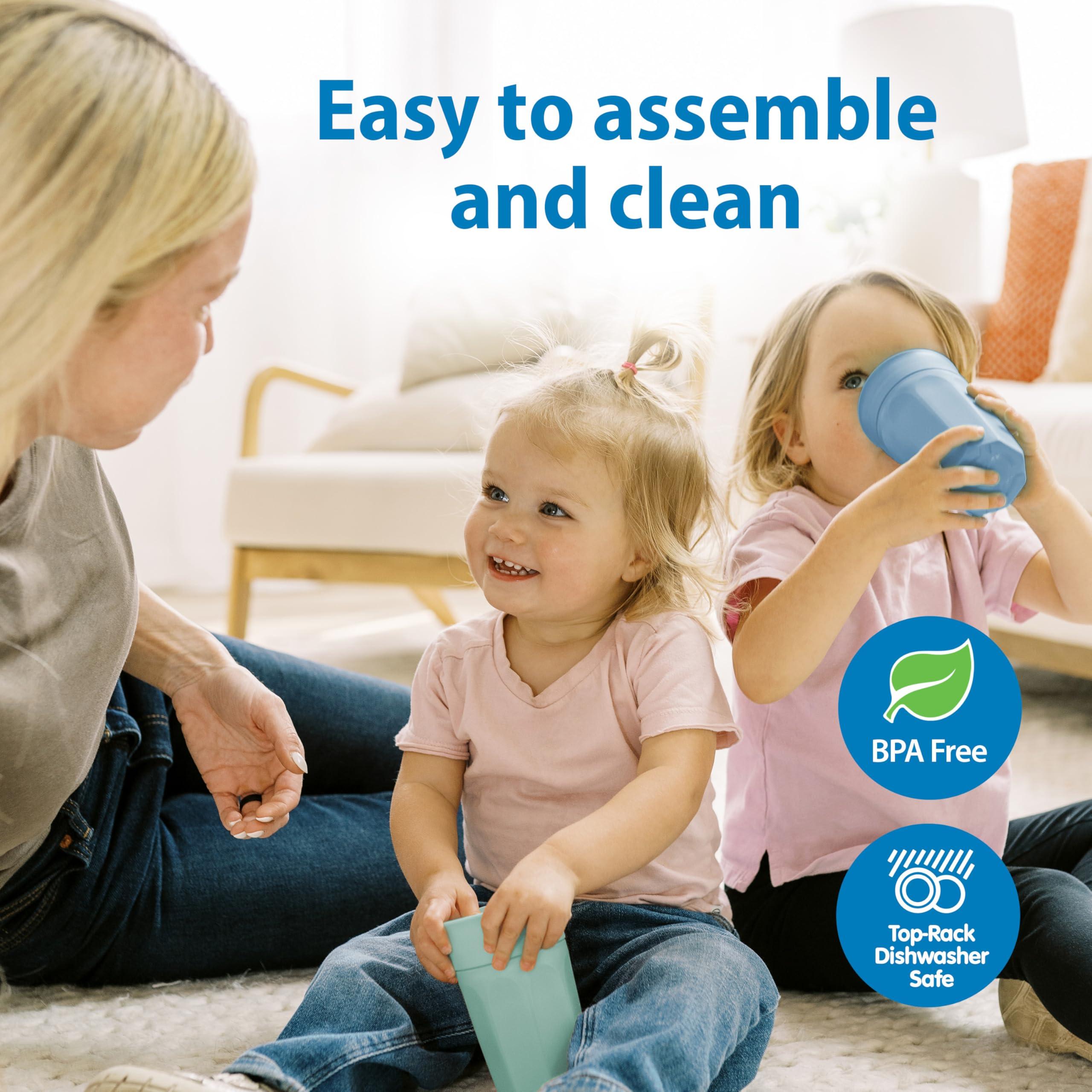 Dr. Brown's Dr. Brown's Milestones Cheers 360 Training Cup for Toddlers & Babies, Leak-Free Sippy Cup, Blue/Aqua, 10oz/300mL, 9m+, 2 Pack (Colors May Vary)