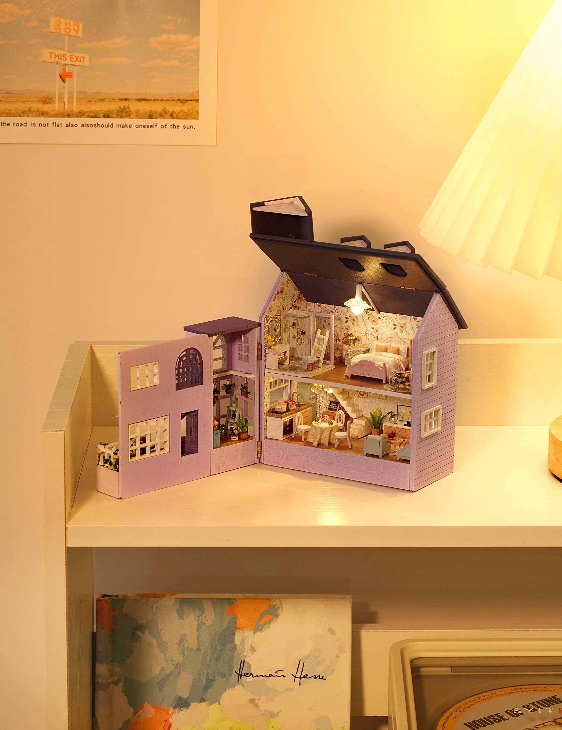 Ahilmrn Ahilmrn DIY Miniature Dollhouse Kit, DIY Wooden Dollhouse Handmade Miniature Building Kit Hobby Craft Home Decor