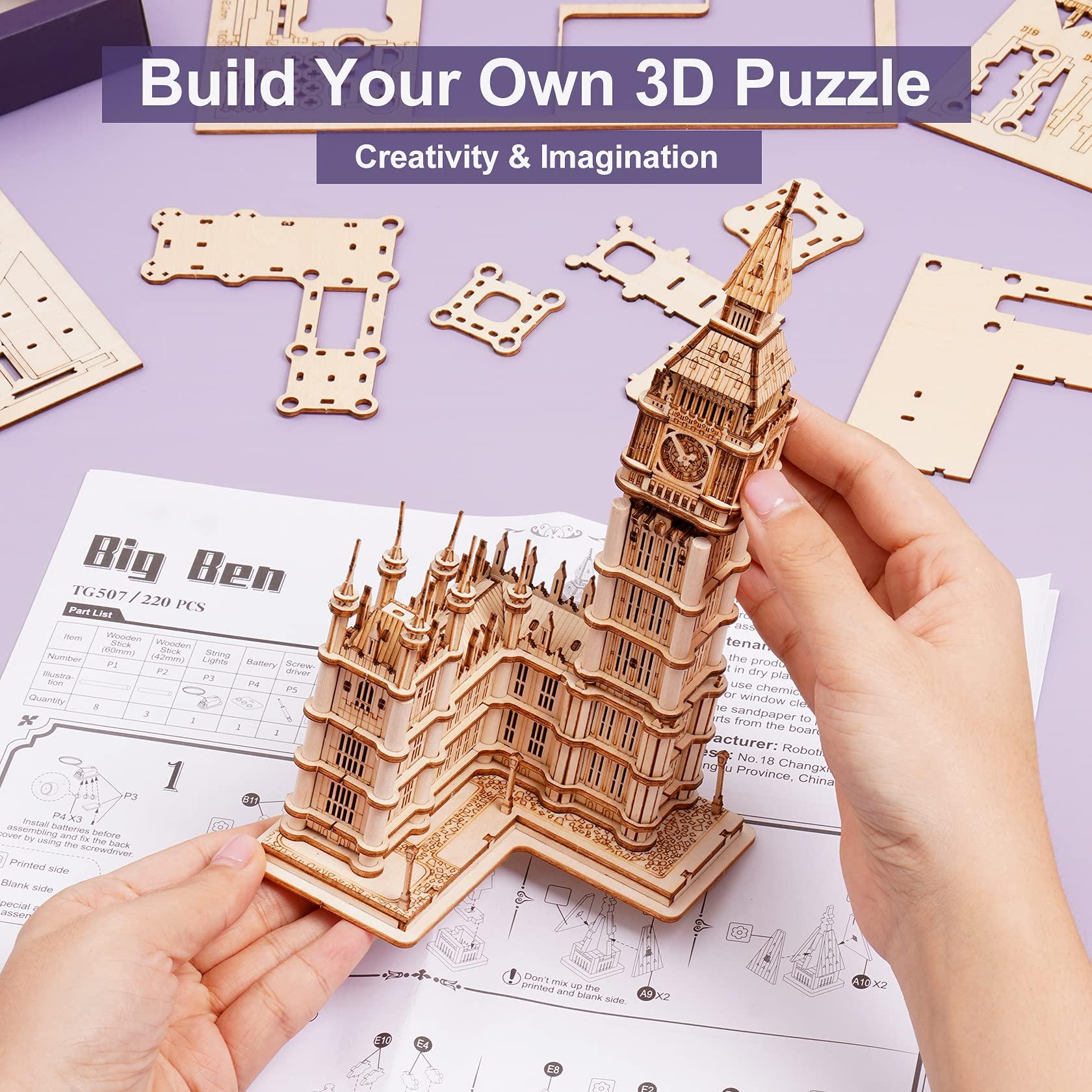 RoWood Rowood 3D Puzzles for Adults Wooden Model Kit Adult Craft Kit Gifts for Teens Age 14+ Big Ben