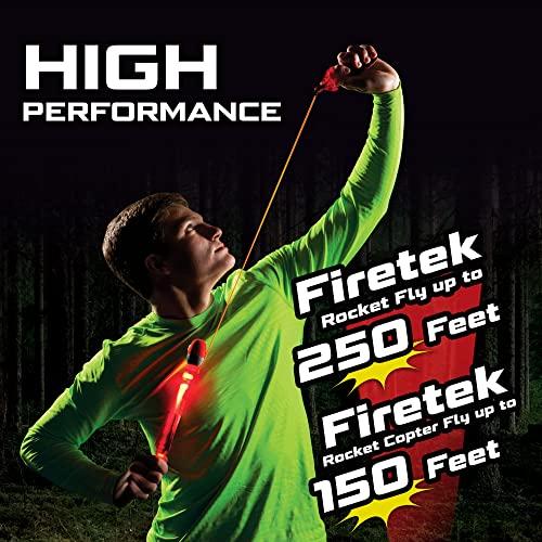 Zing Zing Firetek Rocket Combo Pack, Light-Up Toys Include 2 Firetek Rockets (Fly up to 250 Feet), 2 Firetek Copters (Fly up to 150 Feet) and 1 Rip Zip Launcher, for Kids Ages 8 and Up