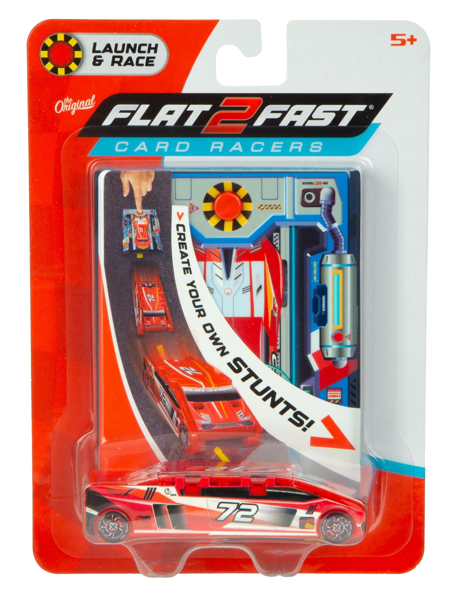 FLAT 2 FAST FLAT 2 FAST Red 72 Card Racer | Load, Launch, Race - Pocket-Sized Racecar Toy Ages 5 and up (Sold Each)