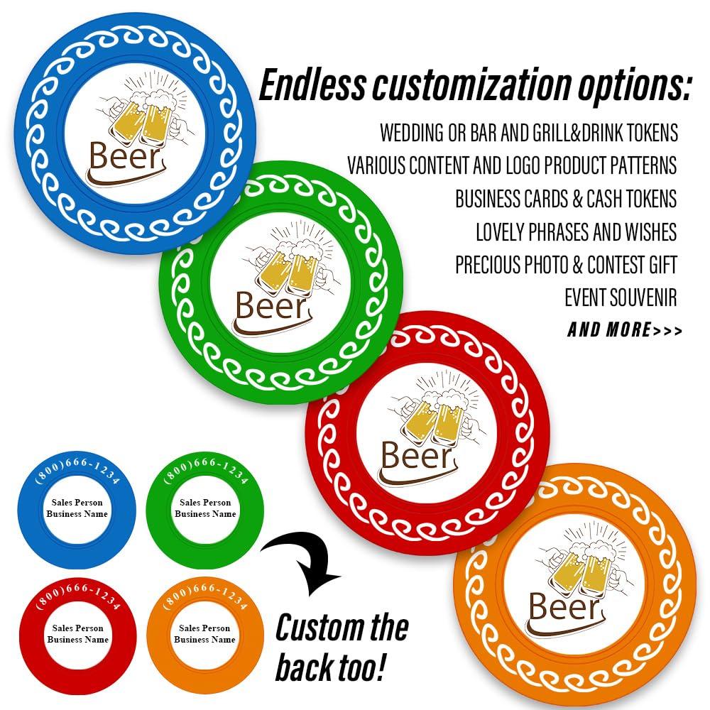 Sunyoungift Sunyoungift 100 Custom Game Poker Chips, Personalized with Your Text and Logo, for Board Game, Casino Night and Poker Tournament (Green)