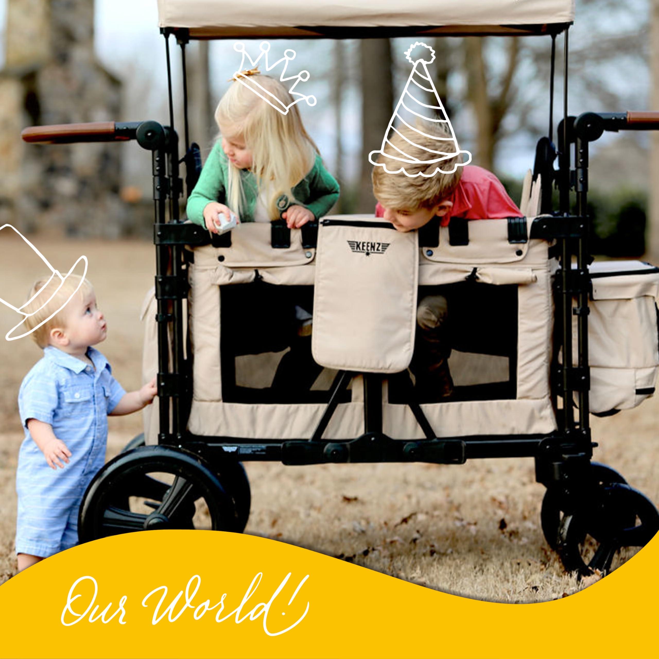 Keenz Keenz XC 2.0 - Luxury Comfort Stroller Wagon | Foldable 2 Passenger Double Seater with Adjustable Canopy | Cream