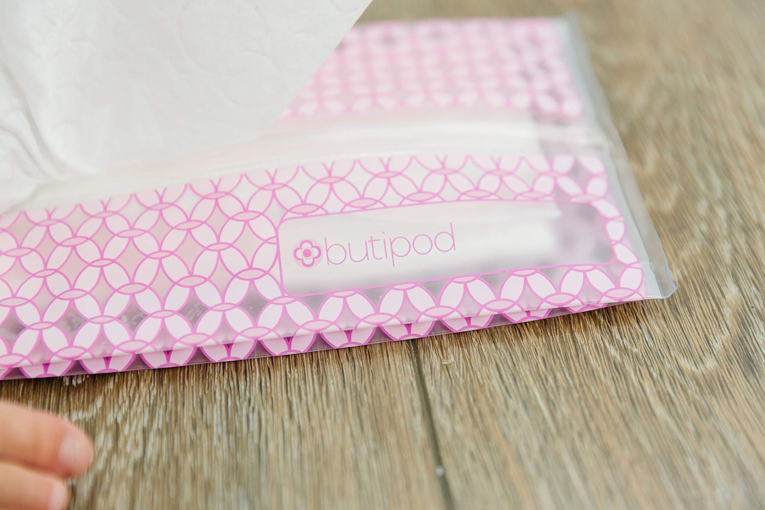 the buti-bag co Butipods Reusable Stay Moist Wet Wipe Pouch | Slim Case Travel Holder | Great for Hand and Face Wipes | Set of 2 (Blush Pink Tiles)