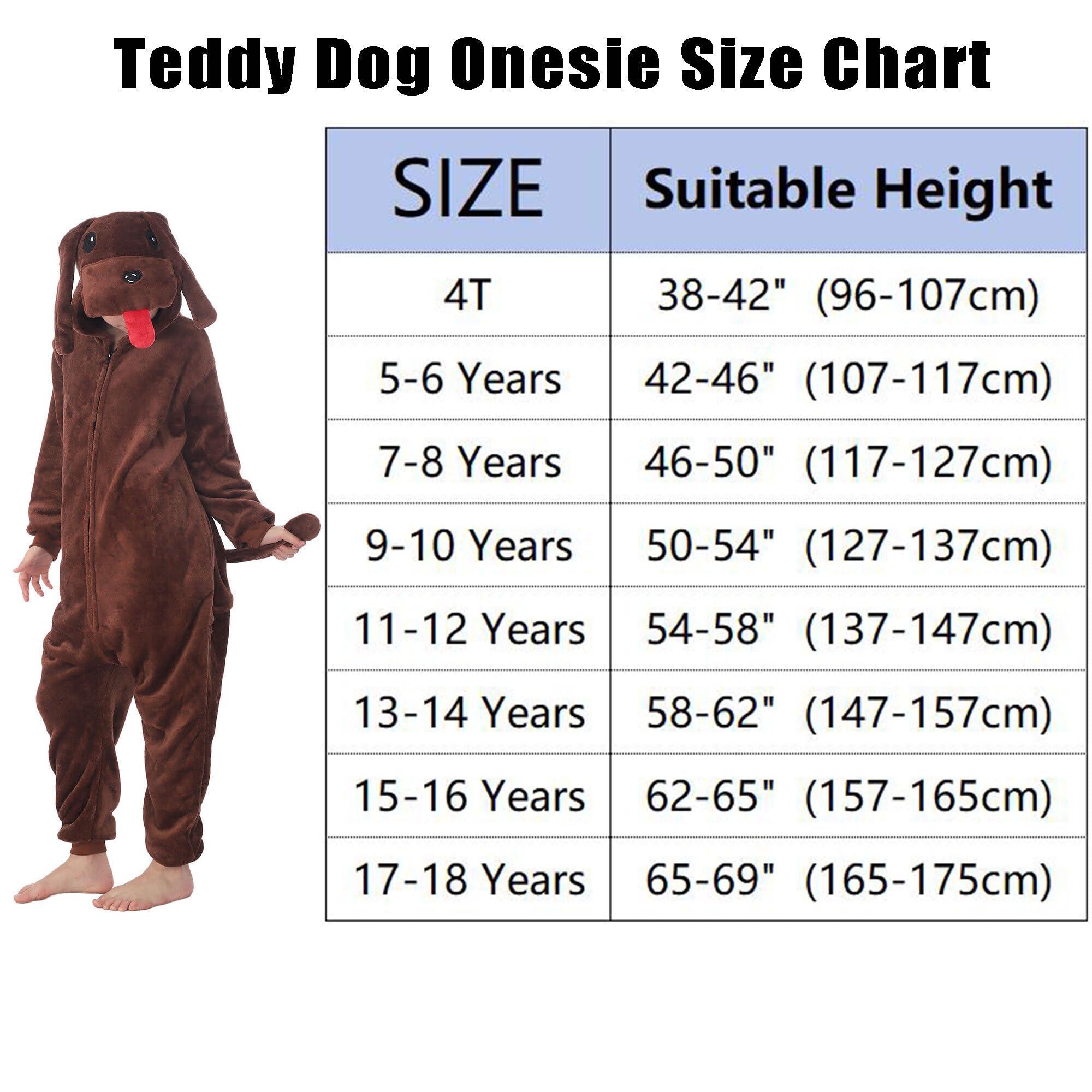WAFUNNE WAFUNNE Animal Onesie Costume for Kids Child Boys Girls Womens Mens Cosplay Halloween Costumes Easter Onesies Tedy Dog 140