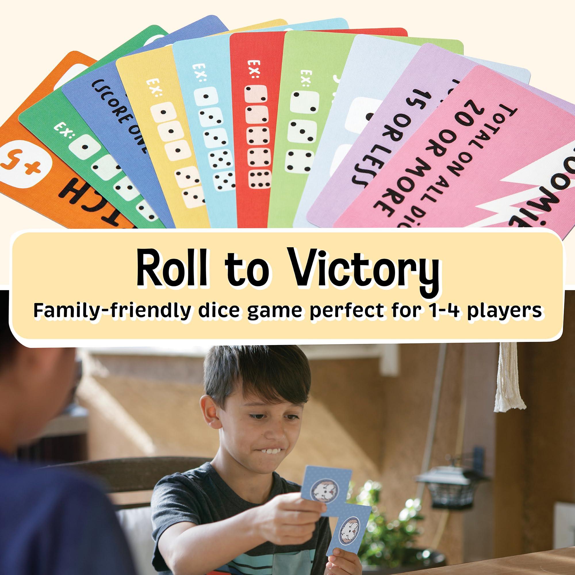 Evan\'s Games Lucky Dog Dice Game - Pawfect Game for Kids Ages 8-12, Adults, or Dog Lovers. The Dog\'s Best Friend Game with Cards and Dice. Roll for It and Press Your Luck. Diggity Dog Park Board Game for Learning