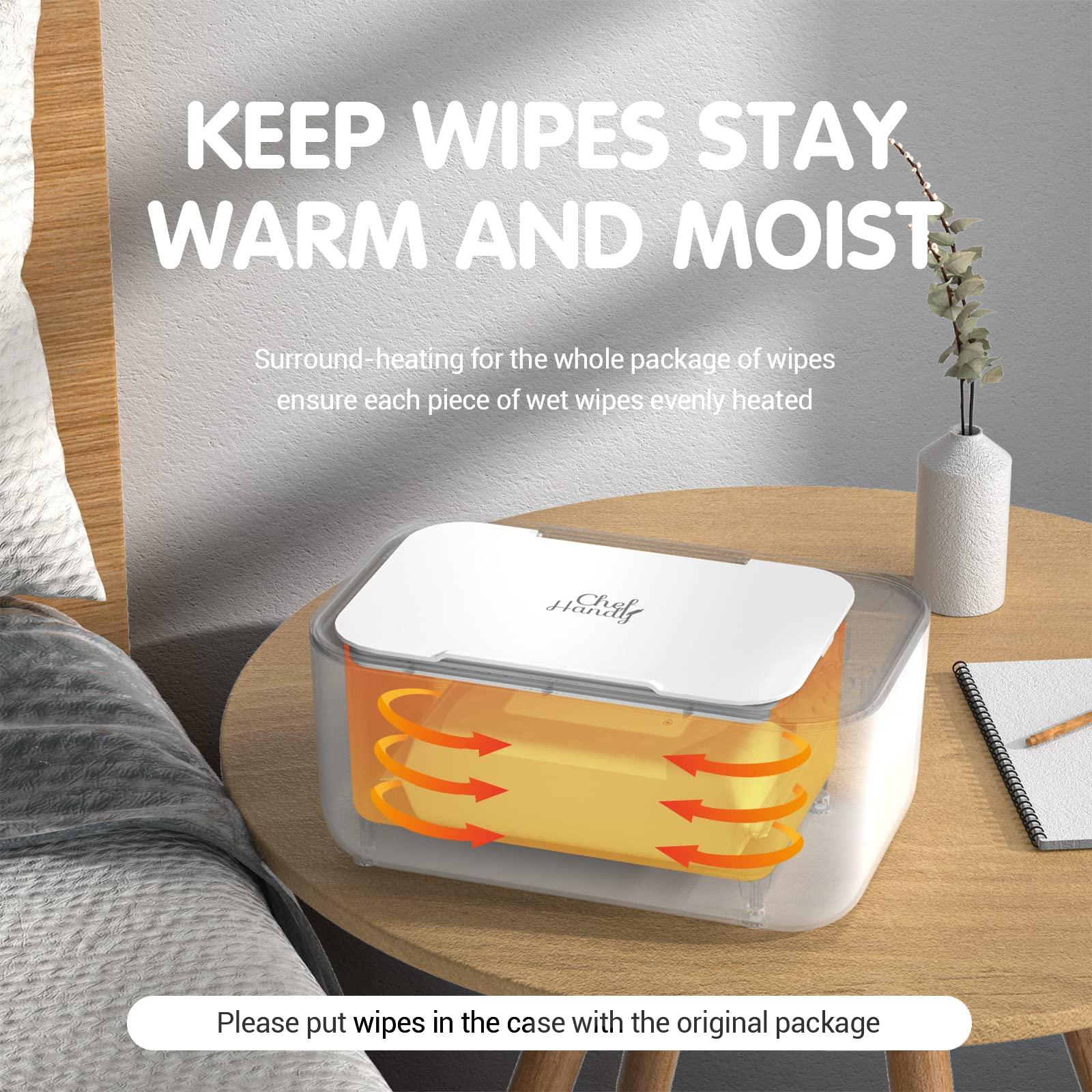 chefhandy Baby Wipe Warmer, Wipe Warmer and Baby Wet Wipes Dispenser, Smart Precise Temperature Control Large Capacity Evenly Overall Heating Silence, Wipes Warmer for Babies Portable Wipe Warmer (White)