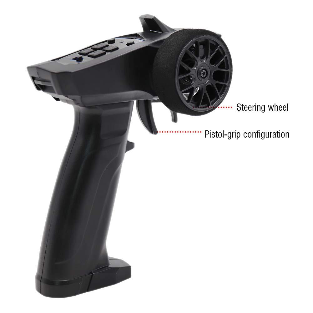 01 02 015 01 02 015 RC Car Transmitter, Throttle Fine Tuning Remote Control Receiver 2 Speed Adjustment 2.4GHz 4CH with LED Light for Electrical Equipments