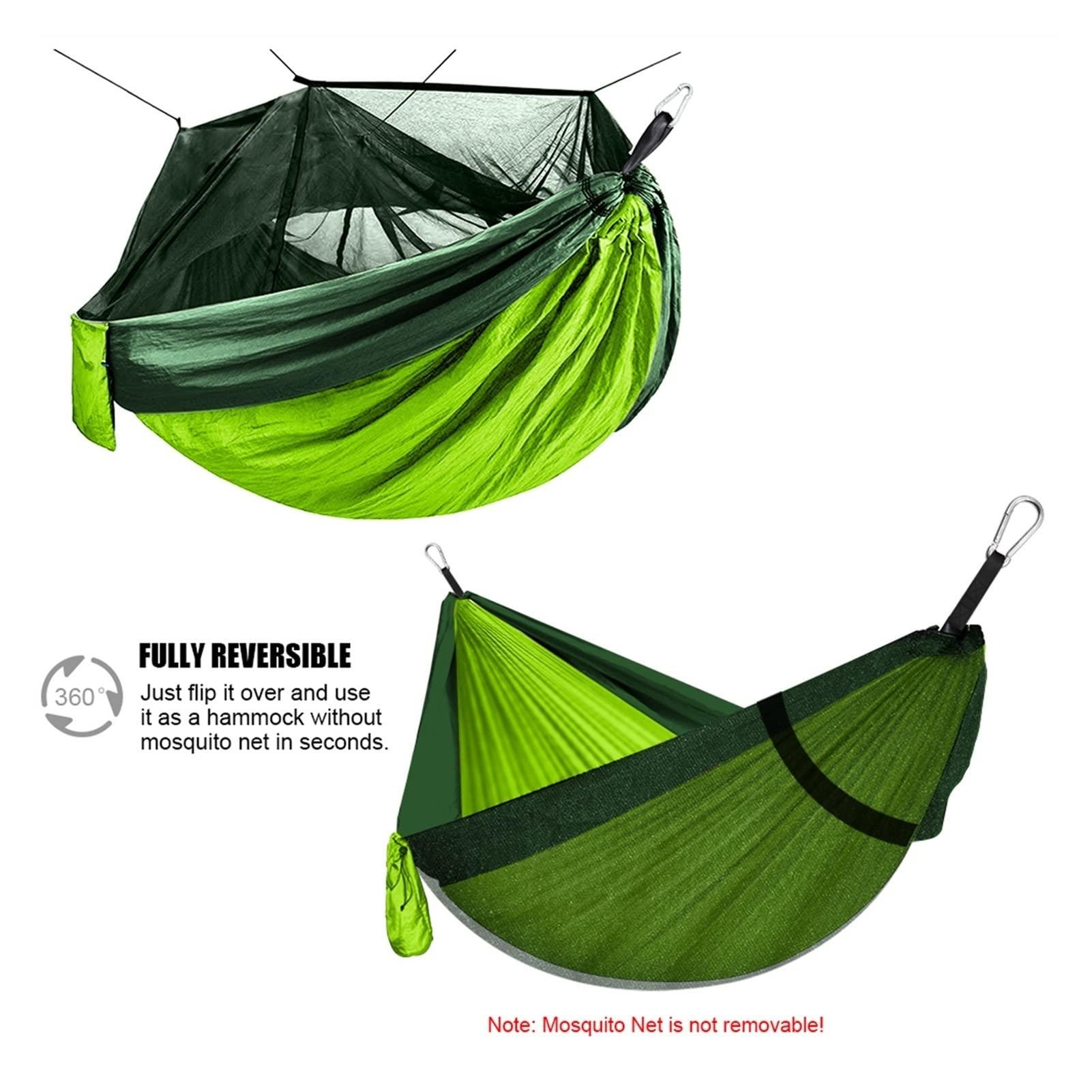 WAOCEO Swings Seats Portable Camping Parachute Hammock with Net, Outdoor Travel Hammock, Leisure Sleeping Net Play Set Swings (Color : Green)