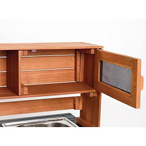 Excellerations Excellerations Indoor-Outdoor Moveable Play Kitchen with Hutch, Sink, and Working Pump Faucet for Preschoolers, Outdoor Learning, Dramatic Play, Cooking Pretend Play