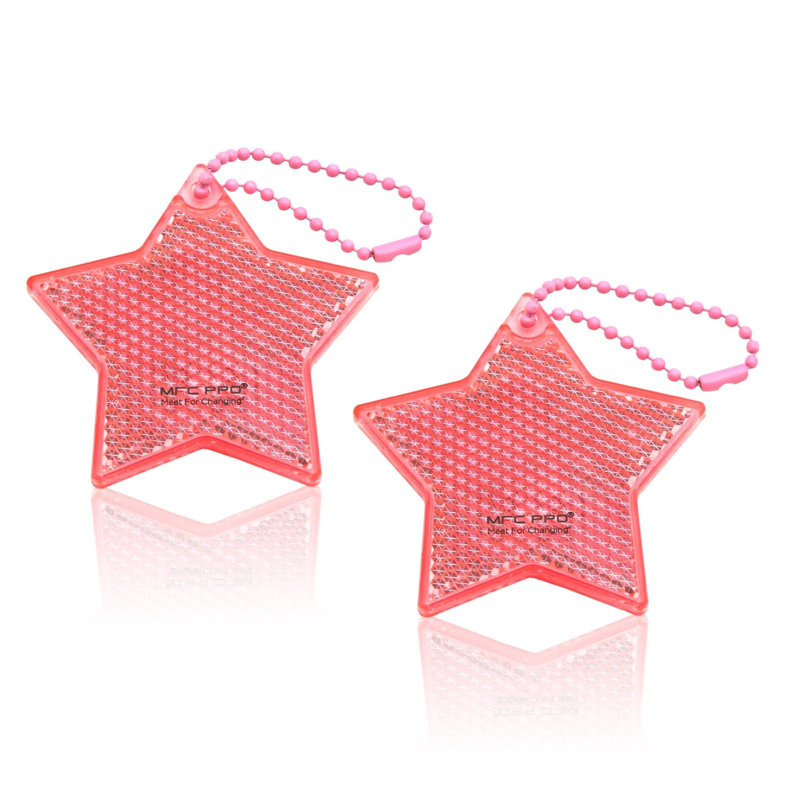DEMYPROX DEMYPROX Safety Reflectors - Stars - Stylish Reflective Gear for Jackets, Bags, Purses, Backpacks, Strollers and Wheelchairs Pink-2-pack