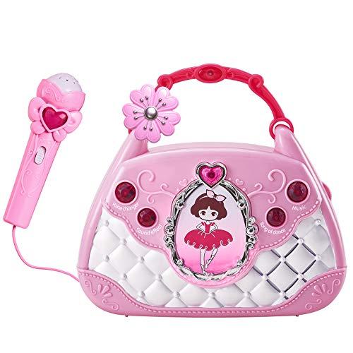 Conomus Kids Microphone for 3 Year Old Girls Birthday Gift Portable Karaoke Player Pink Toys for 2 Year Old Girls