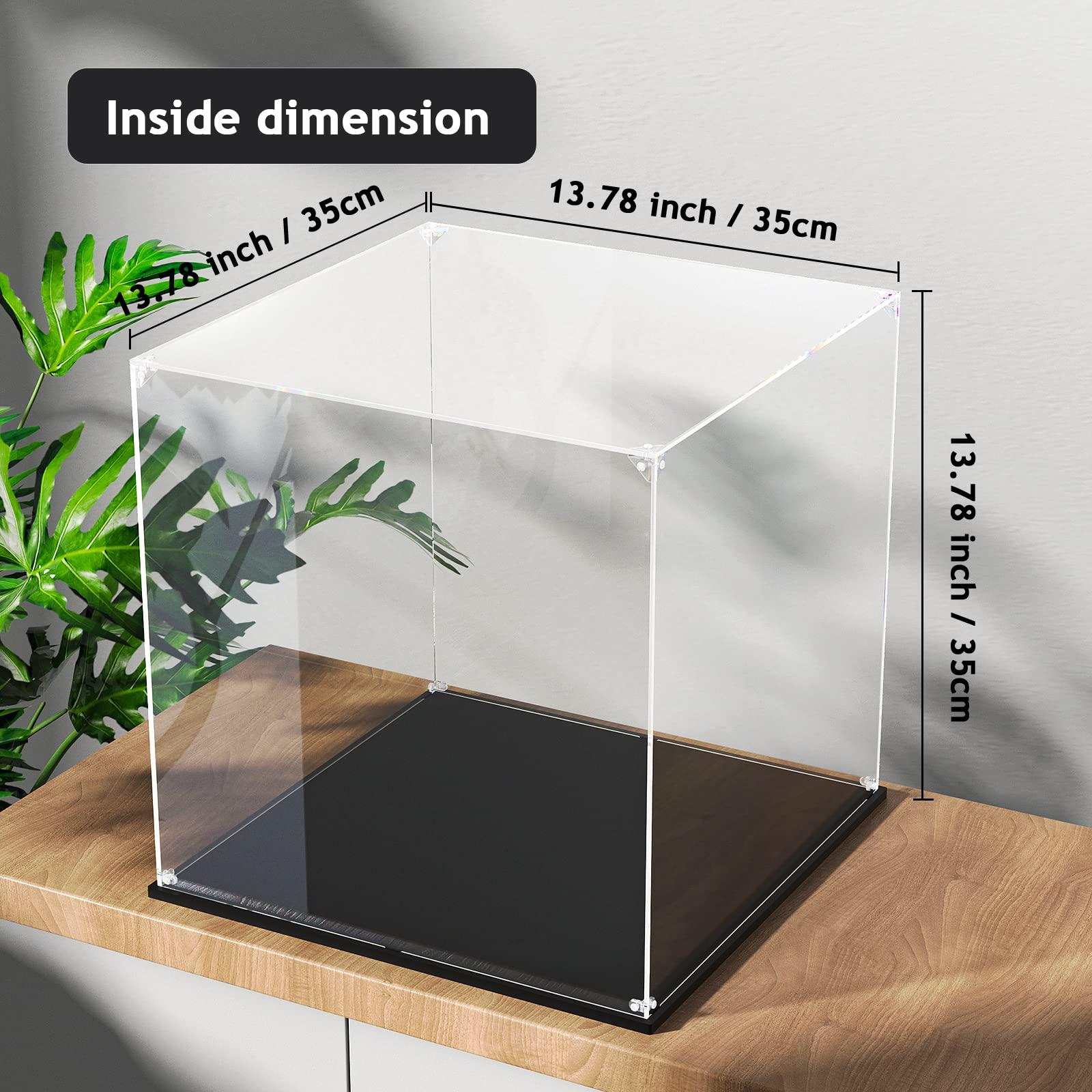 dofopo Clear Acrylic Display Case, Self-Assemble Showcase for Collectibles, Action Figures, Dolls, Toys - Alternative Glass Box for Commemorative Gifts(14x14x14 inch, 35x35x35 cm)