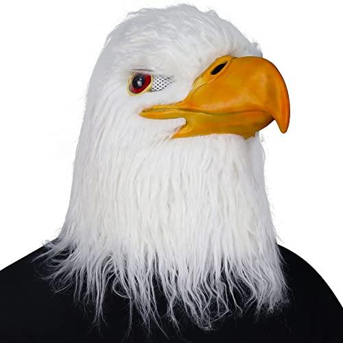 MOKRY PARTY MOKRY PARTY White Eagle Head Mask Animal Bird Mask Eagle Claw Hairy Latex Mask Halloween Carnival Costume Mask